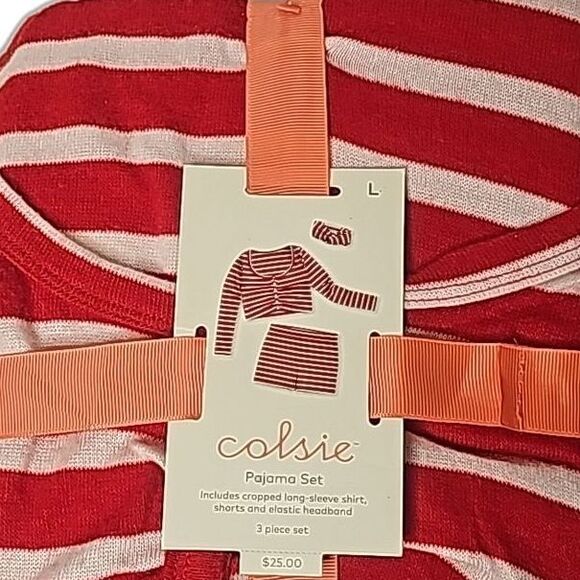 Pajama Set Red White Stripe Size Large NWT - Picture 1 of 3